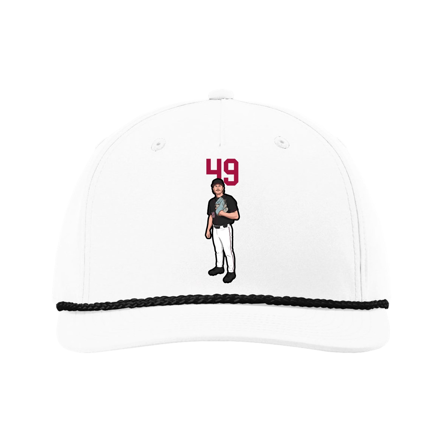 Five-Panel Classic Rope Cap — Number Top in White