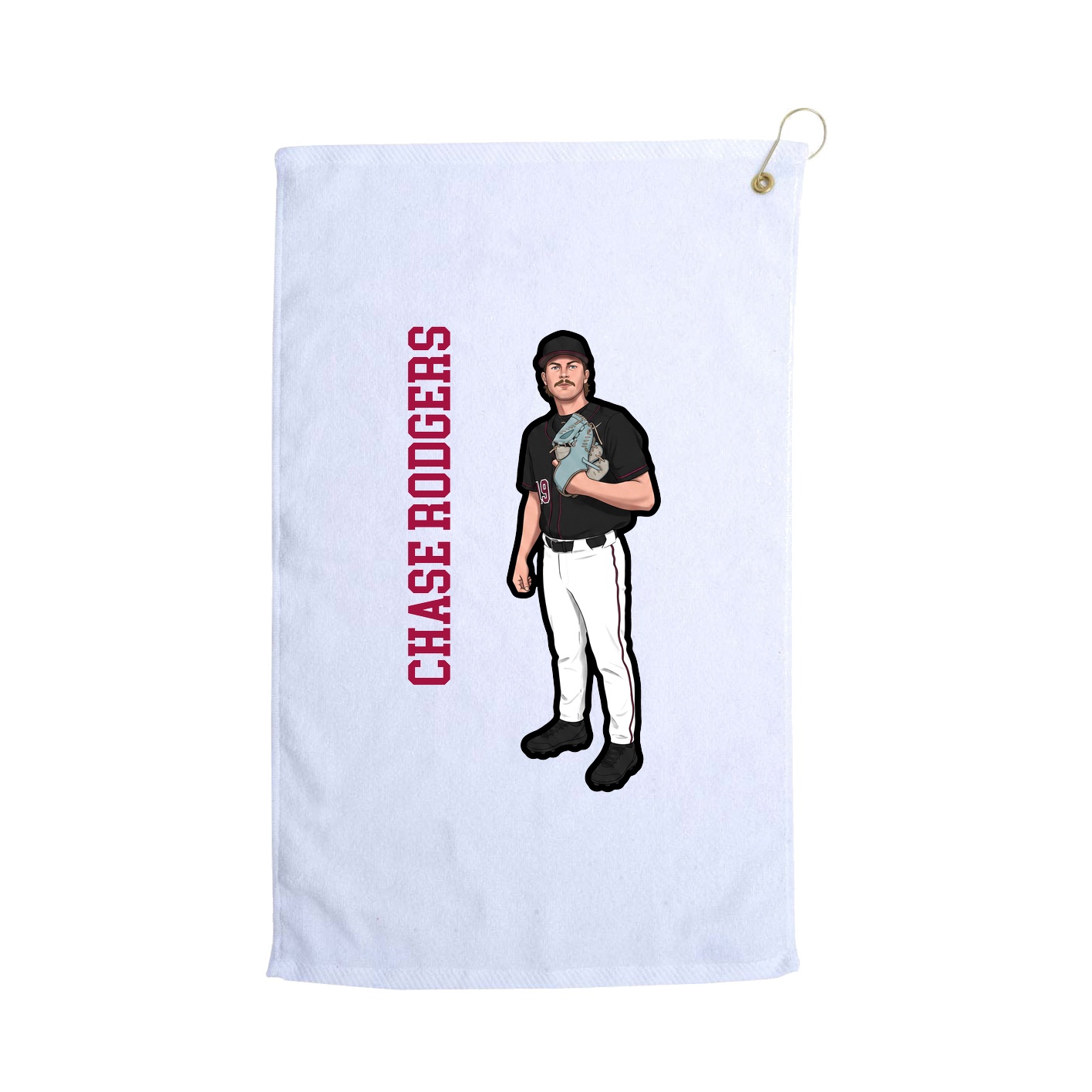 Golf Towel — Name Vertical in White