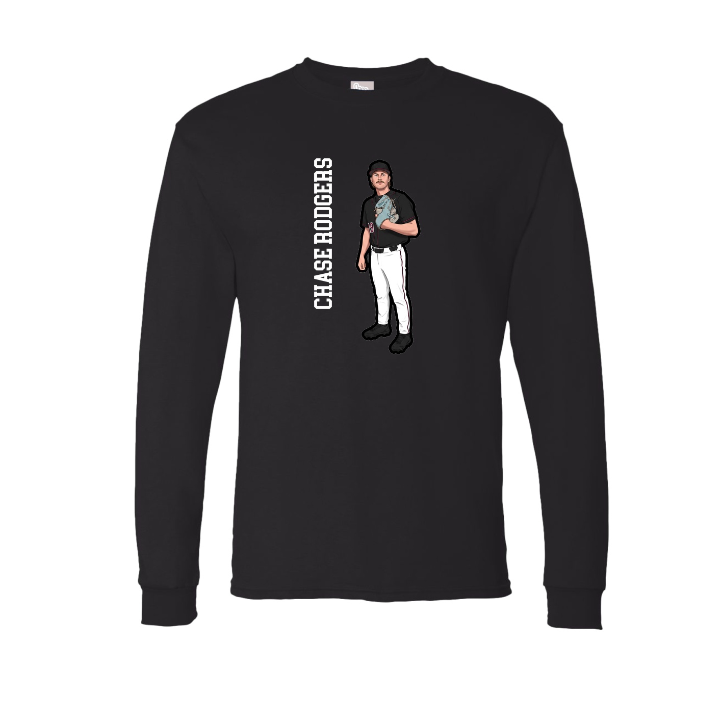 Long Sleeve Tee — Name Vertical in Black