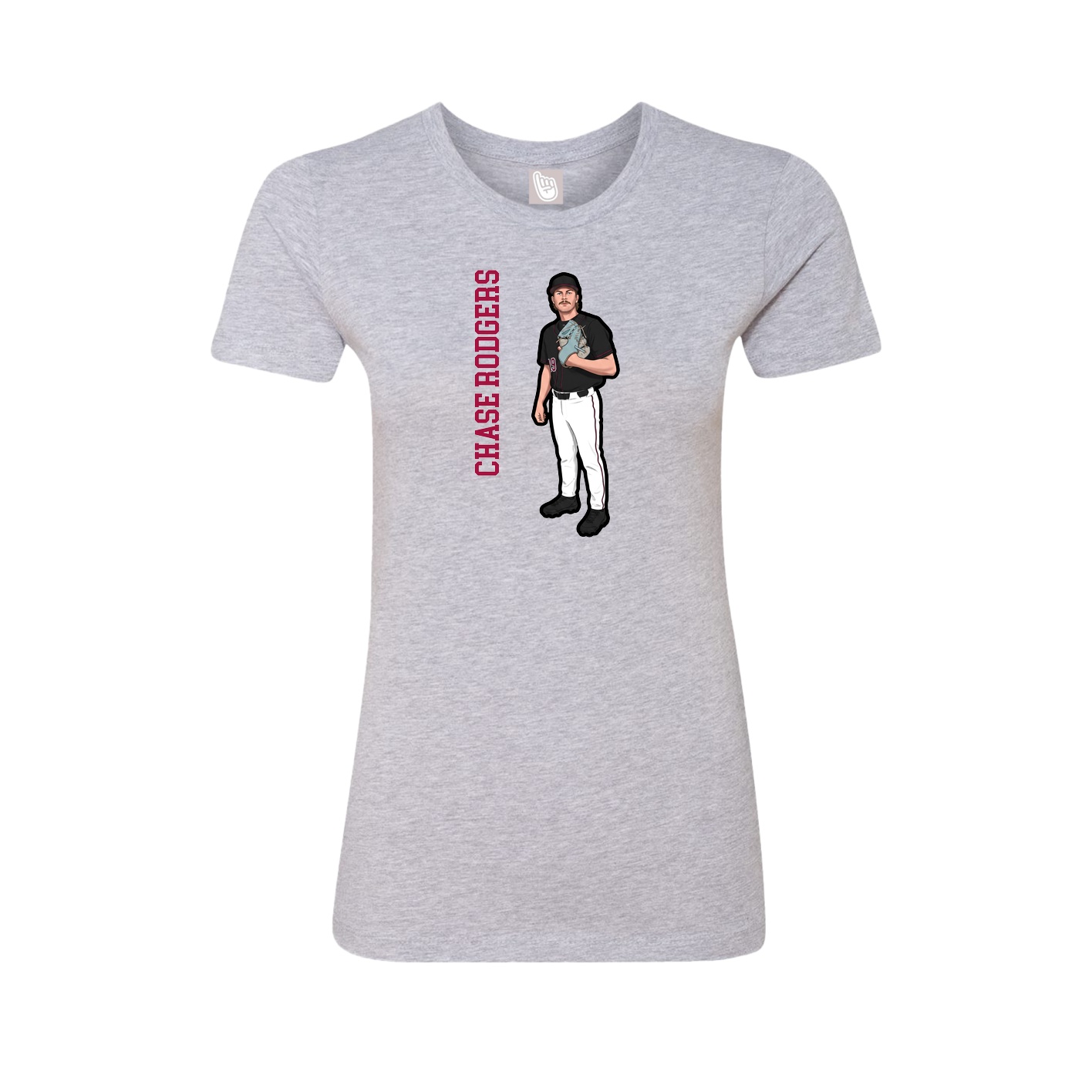 Fitted Women's Tee — Name Vertical in Grey