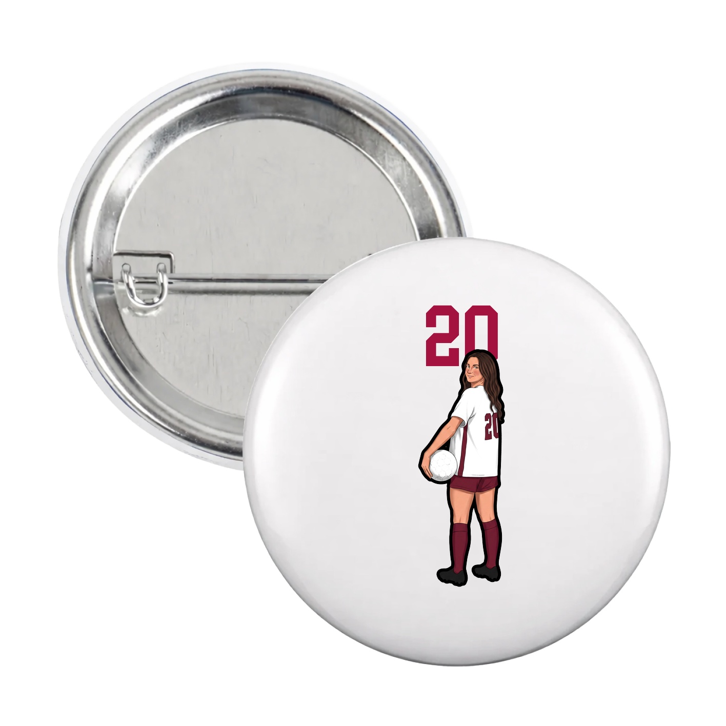 Game Day Button — Number Top in White