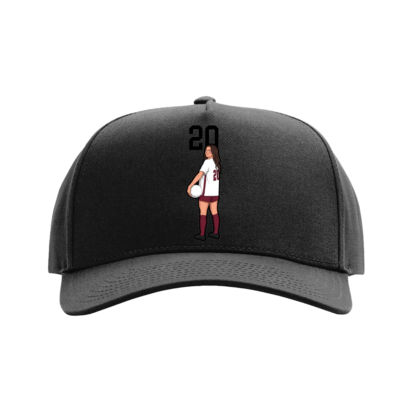 Full Fabric Five-Panel Champ Cap — Number Top in Black