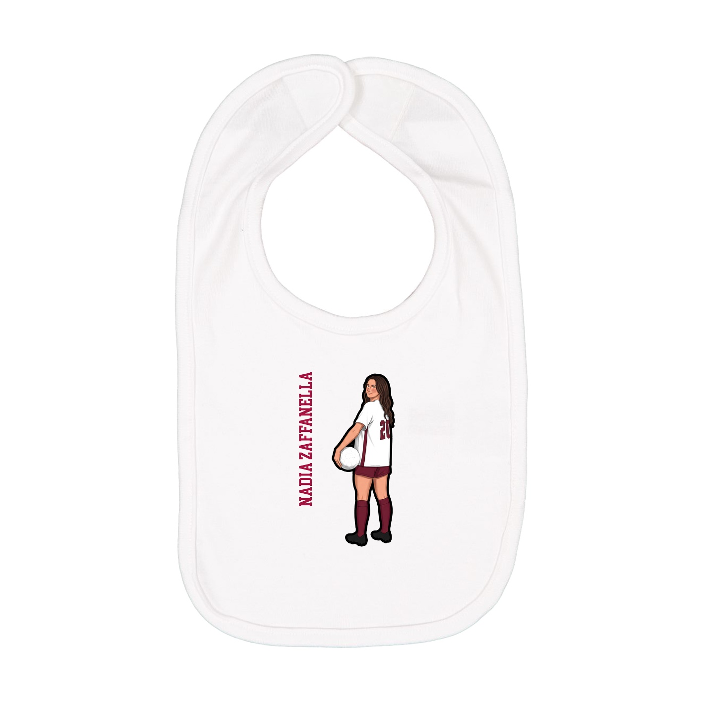 Infant Bib — Name Vertical in White