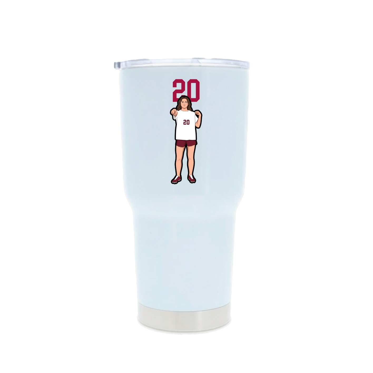 30oz Stainless Steel Tumbler — Number Top in White