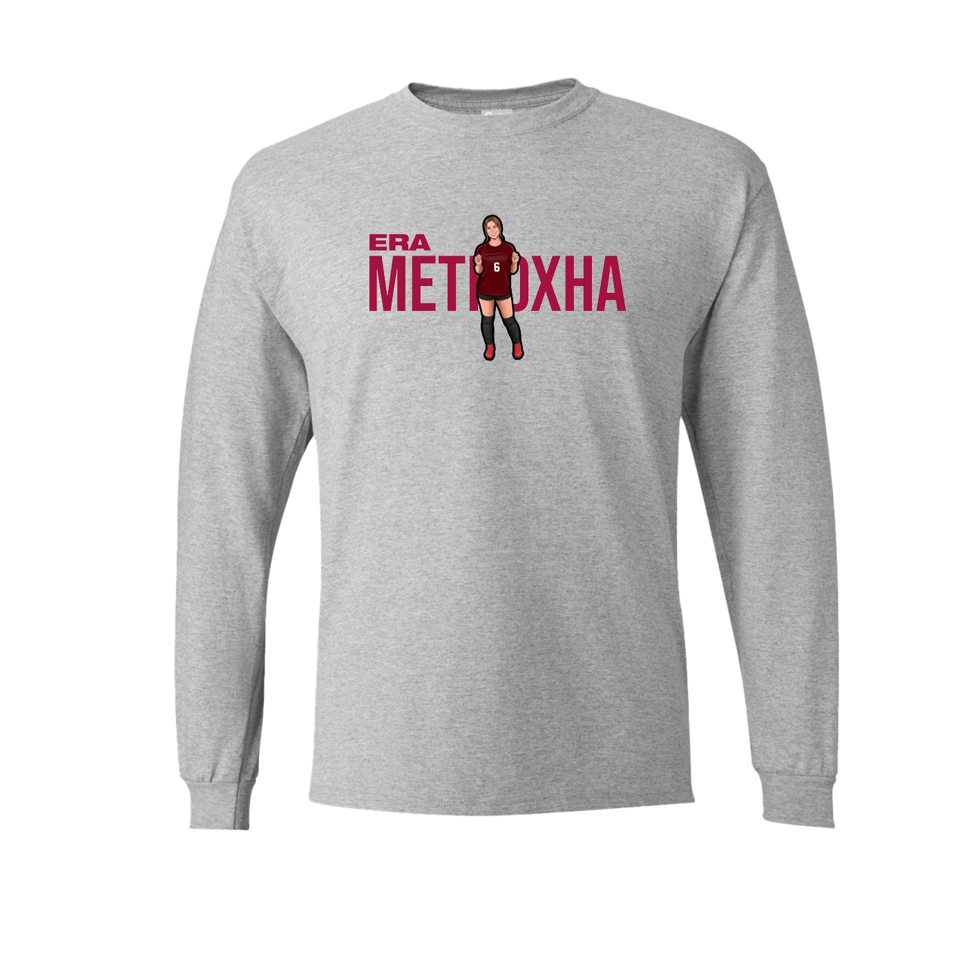 Long Sleeve Tee — Player Name in Grey