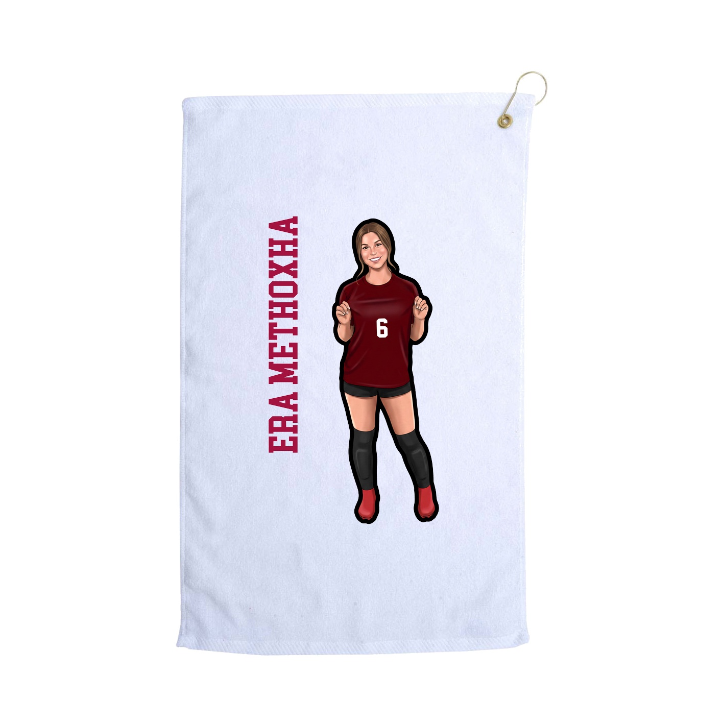 Golf Towel — Name Vertical in White