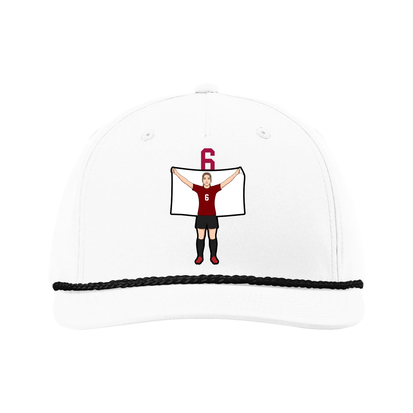 Five-Panel Classic Rope Cap — Number Top in White