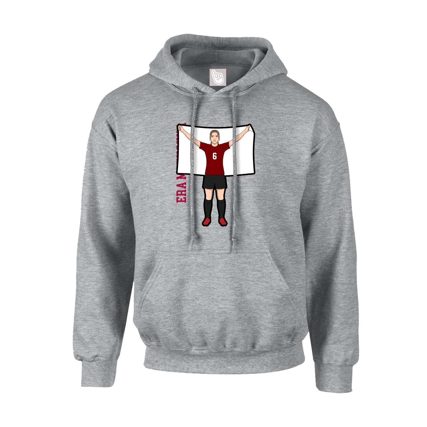 Youth Hoodie — Name Vertical in Grey
