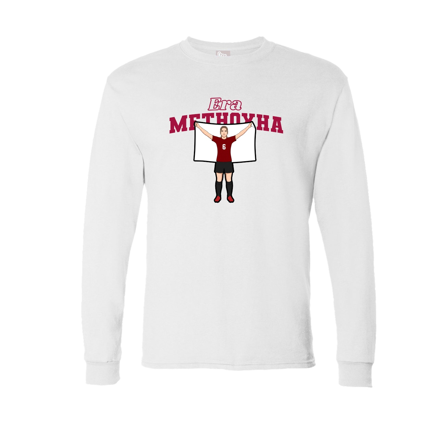Long Sleeve Tee — Name Arch in White