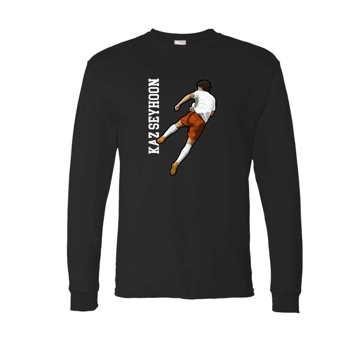 Long Sleeve Tee — Name Vertical in Black