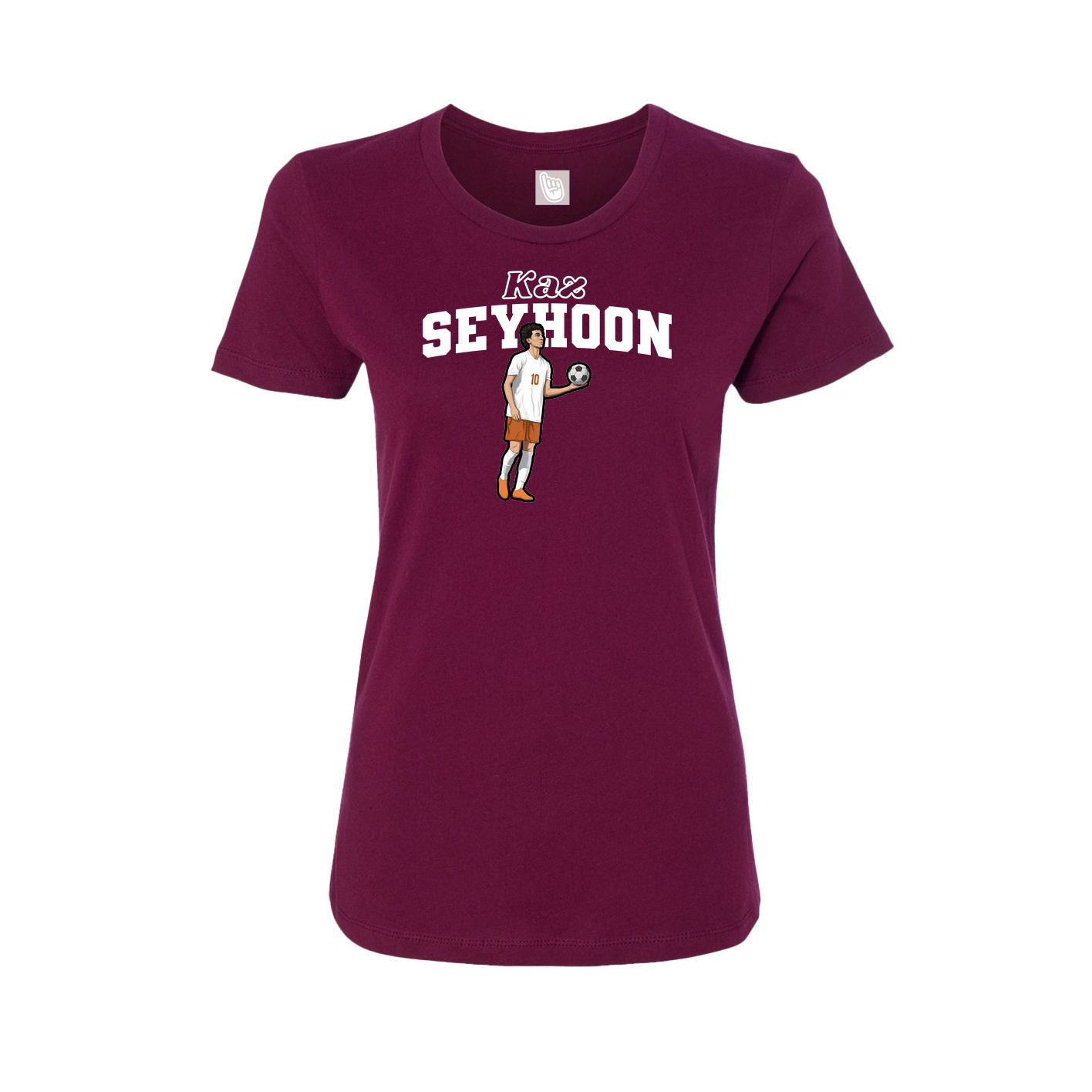 Fitted Women's Tee — Name Arch in Maroon