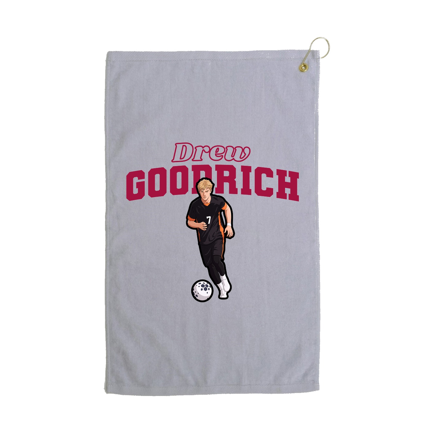 Golf Towel — Name Arch in Grey