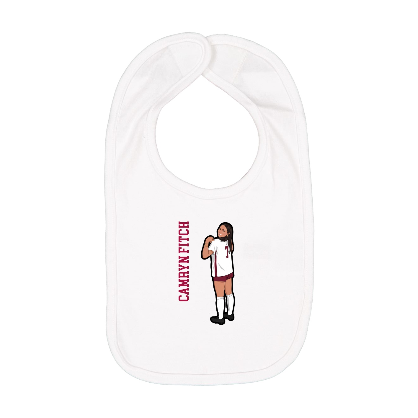 Infant Bib — Name Vertical in White