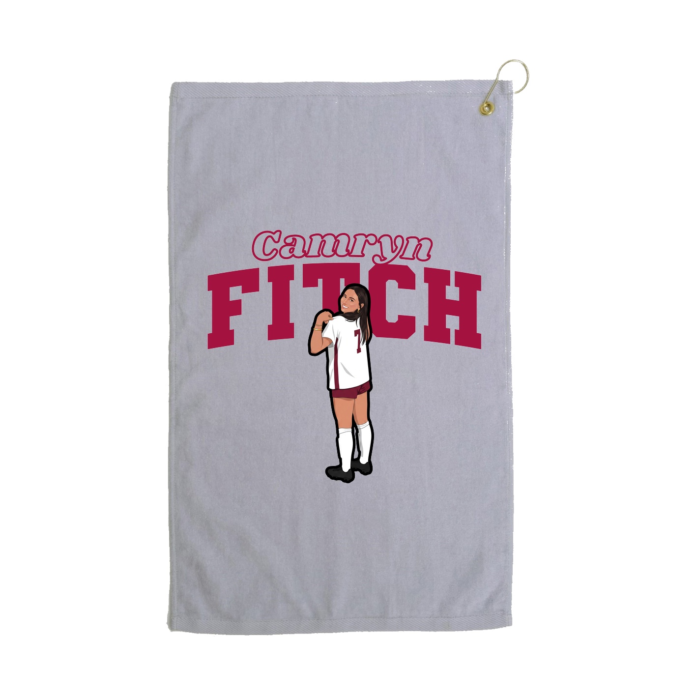 Golf Towel — Name Arch in Grey
