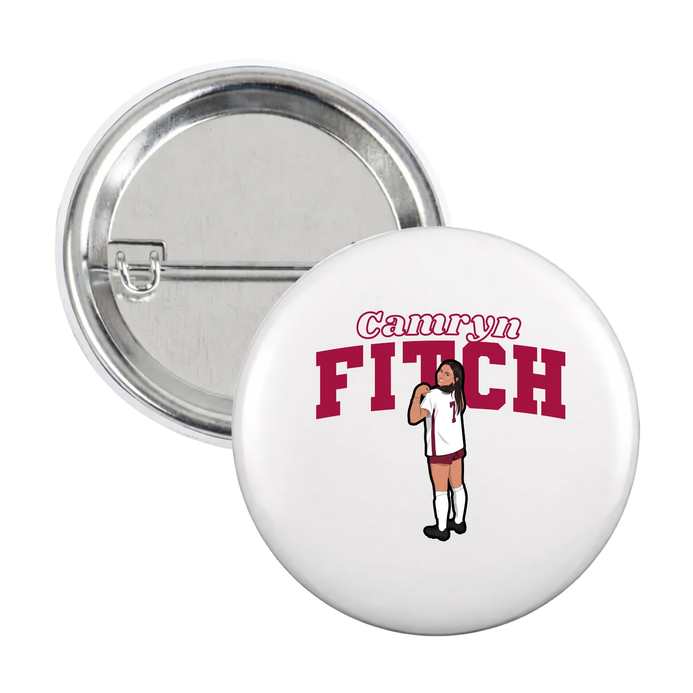 Game Day Button — Name Arch in White