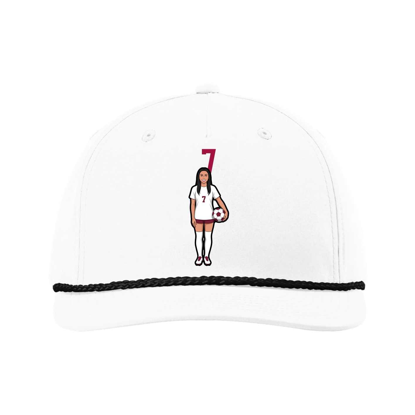Five-Panel Classic Rope Cap — Number Top in White