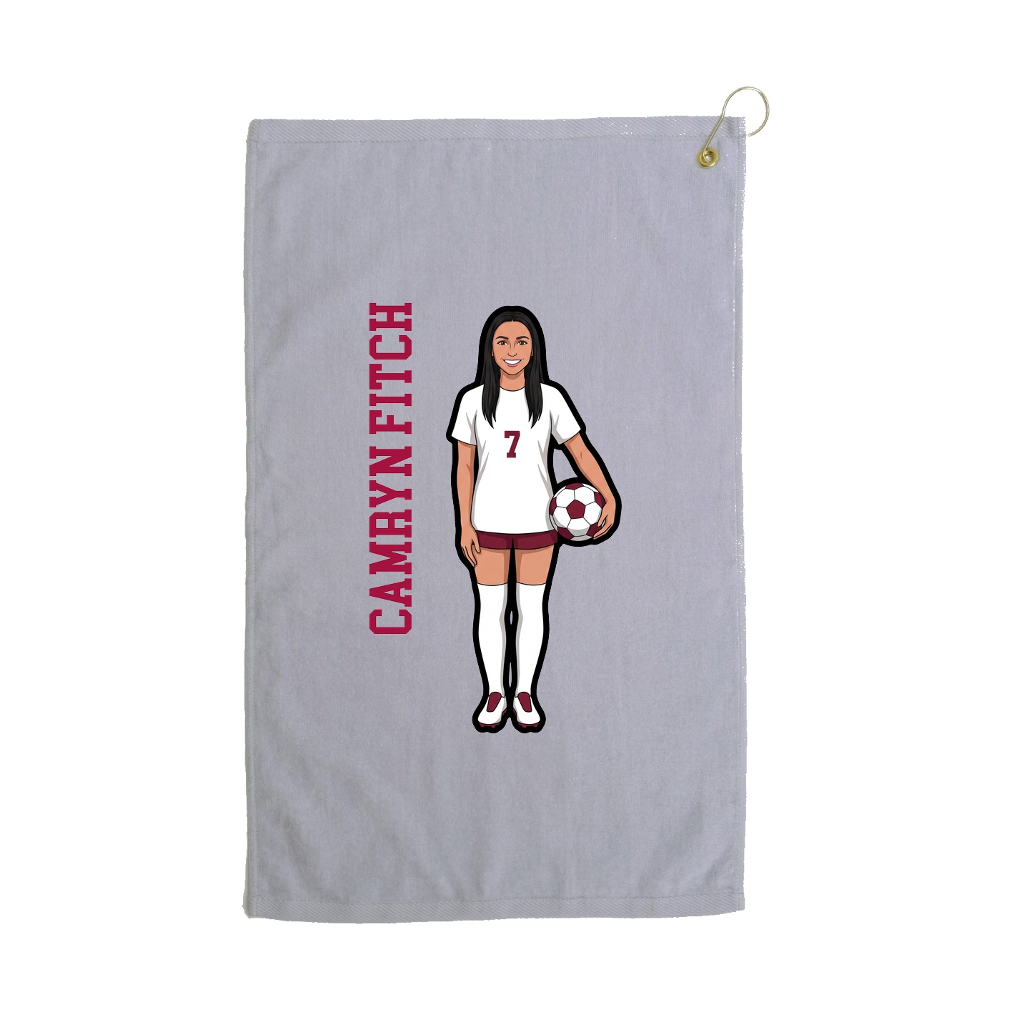Golf Towel — Name Vertical in Grey