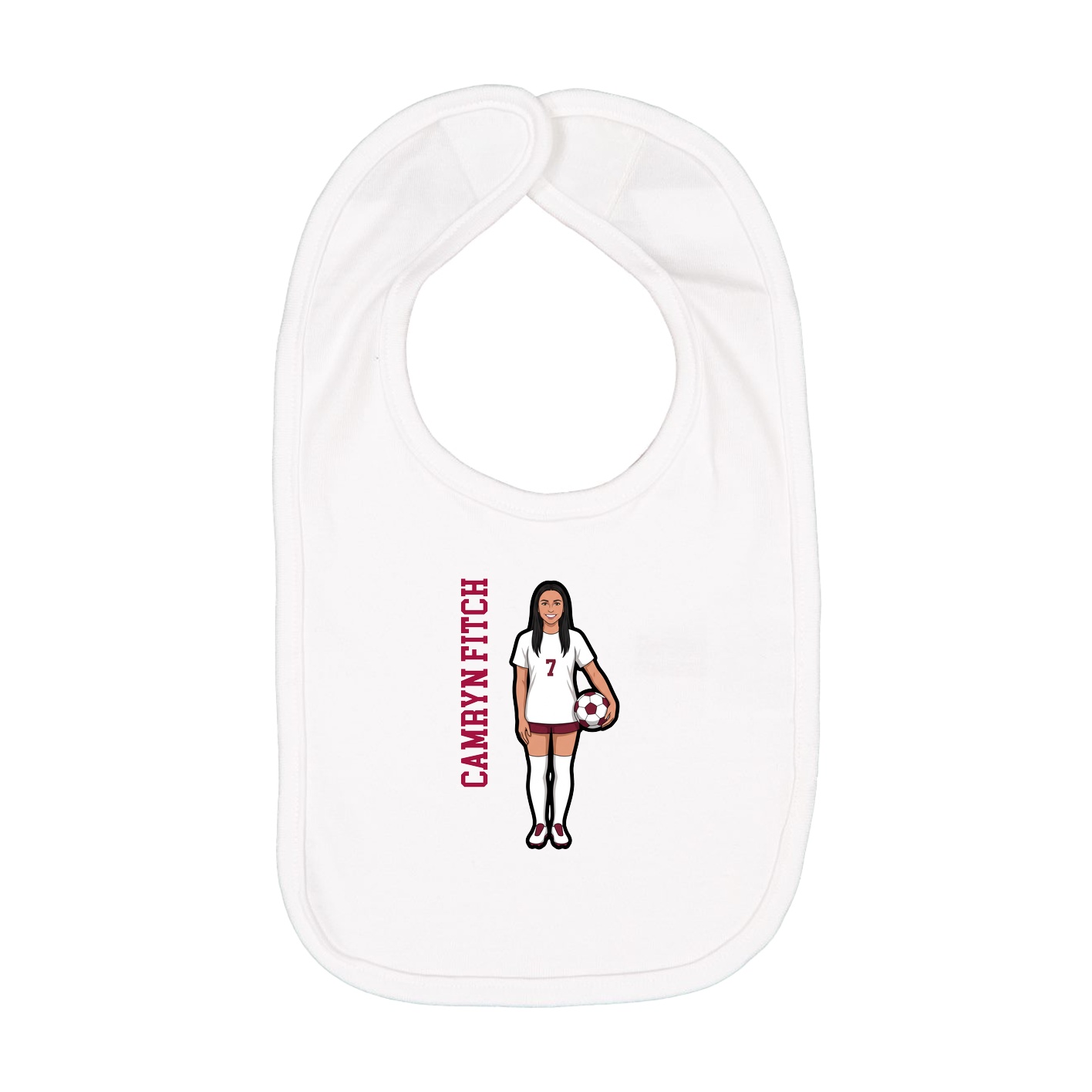 Infant Bib — Name Vertical in White