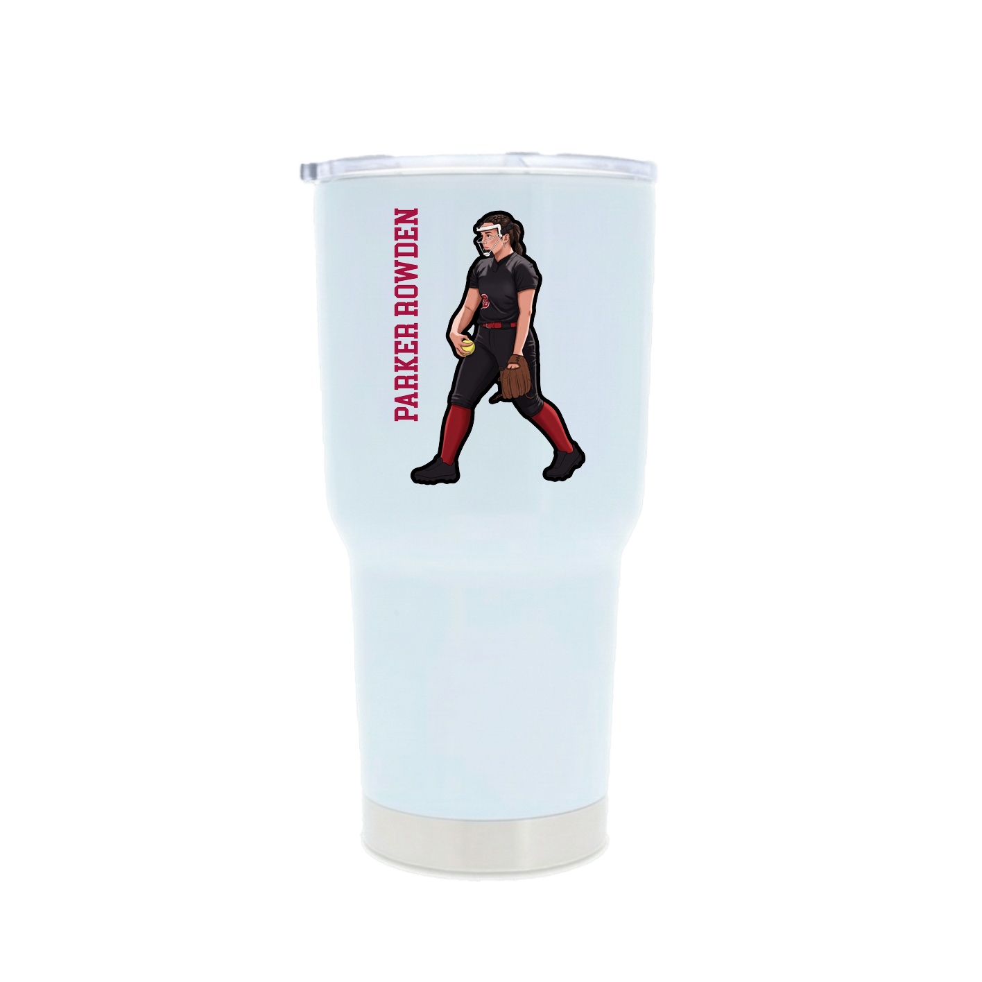30oz Stainless Steel Tumbler — Name Vertical in White