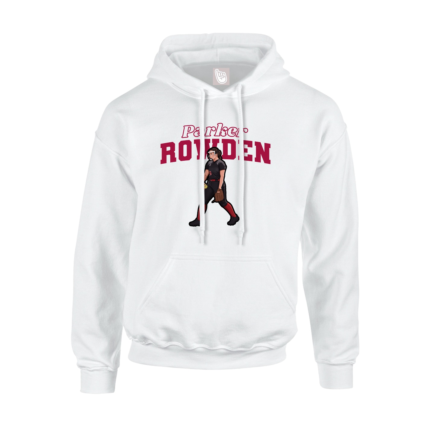 Youth Hoodie — Name Arch in White