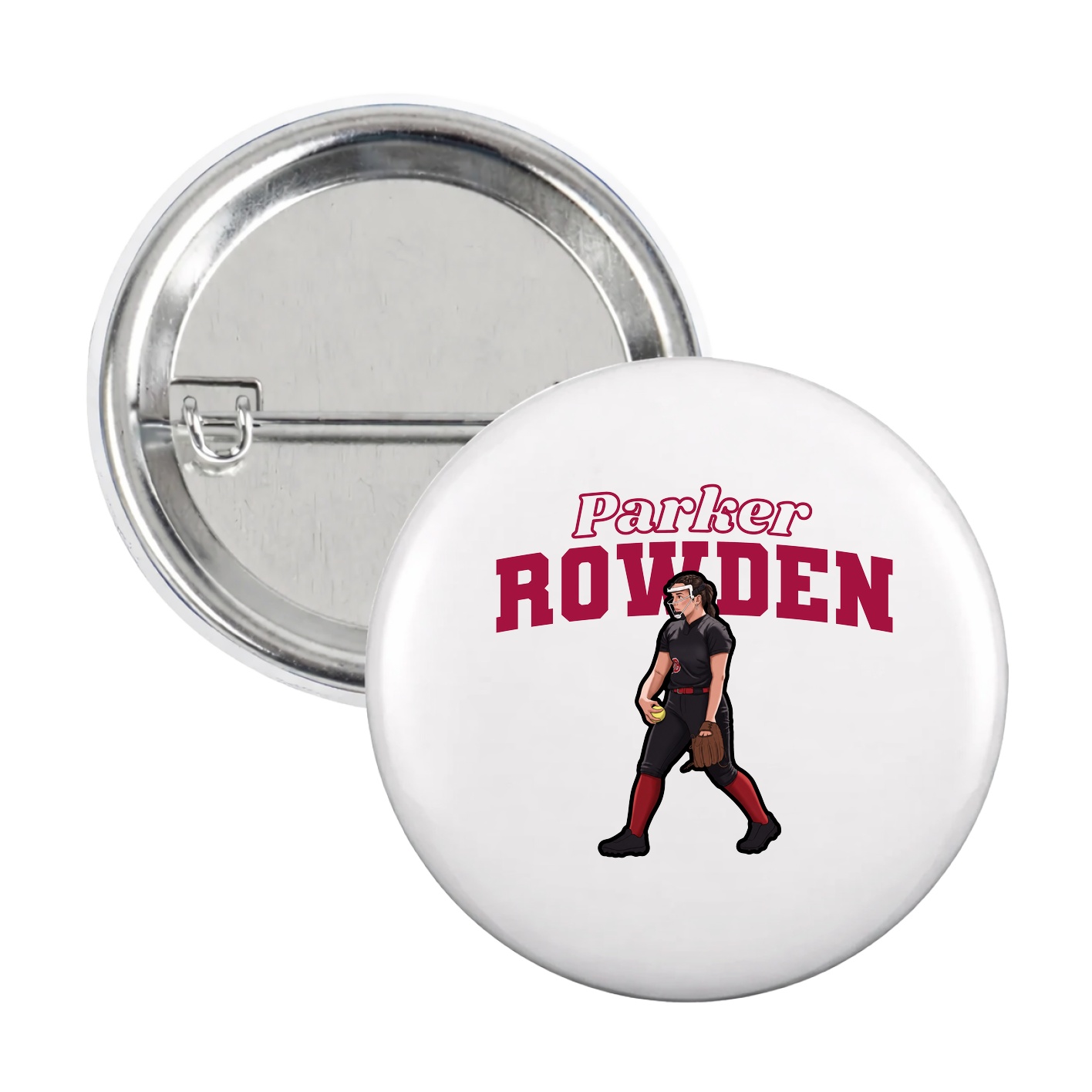 Game Day Button — Name Arch in White