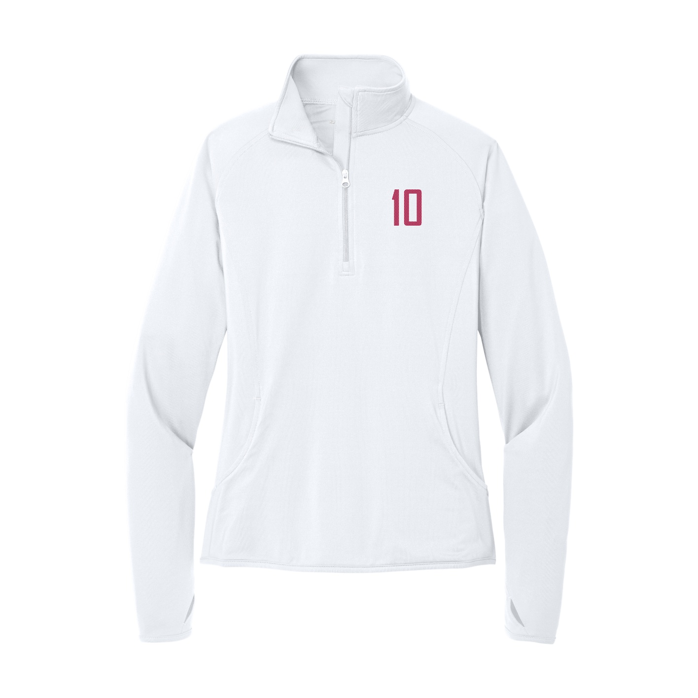Women's Q-Zip Pullover — Front Shirsy in White
