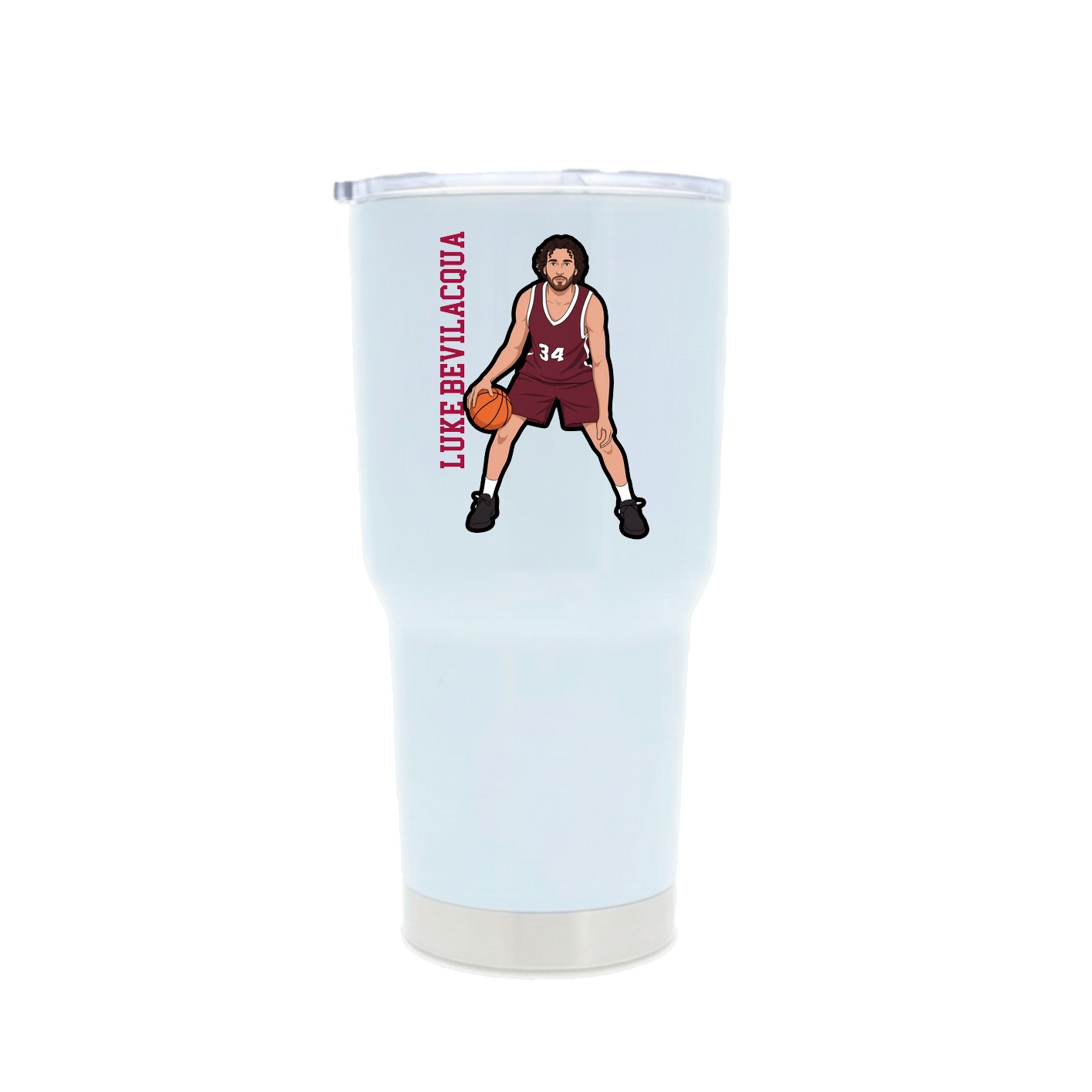 30oz Stainless Steel Tumbler — Name Vertical in White