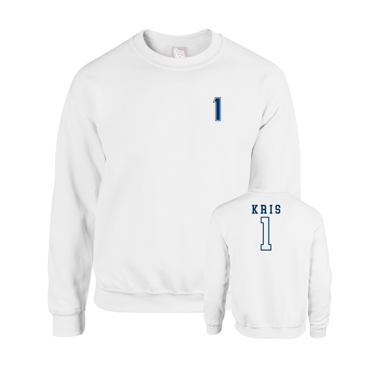 Fleece Crew — Chest Back in White