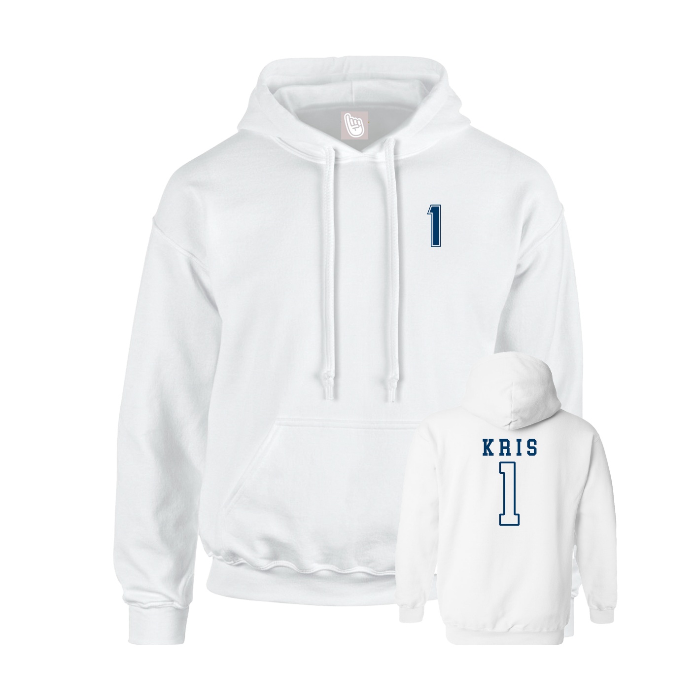 Youth Hoodie — Chest Back in White