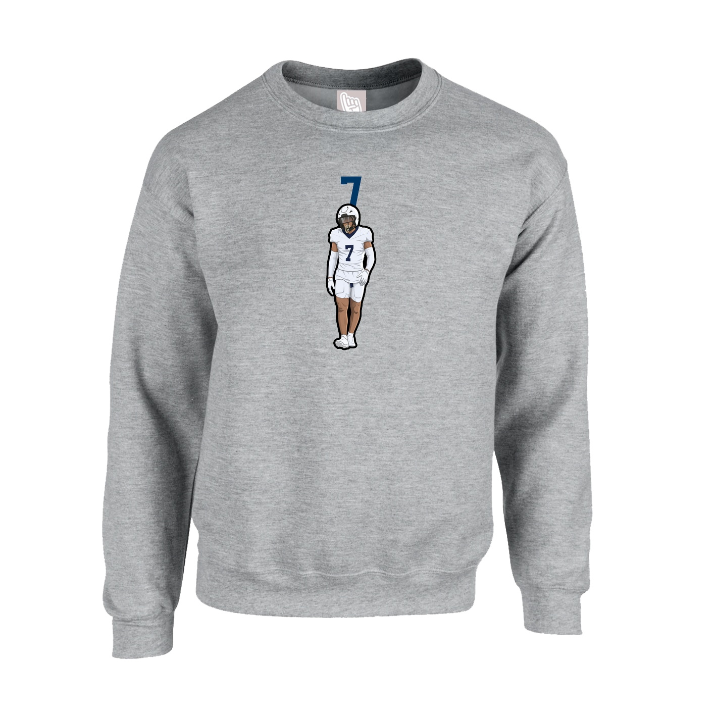 Fleece Crew — Number Top in Grey