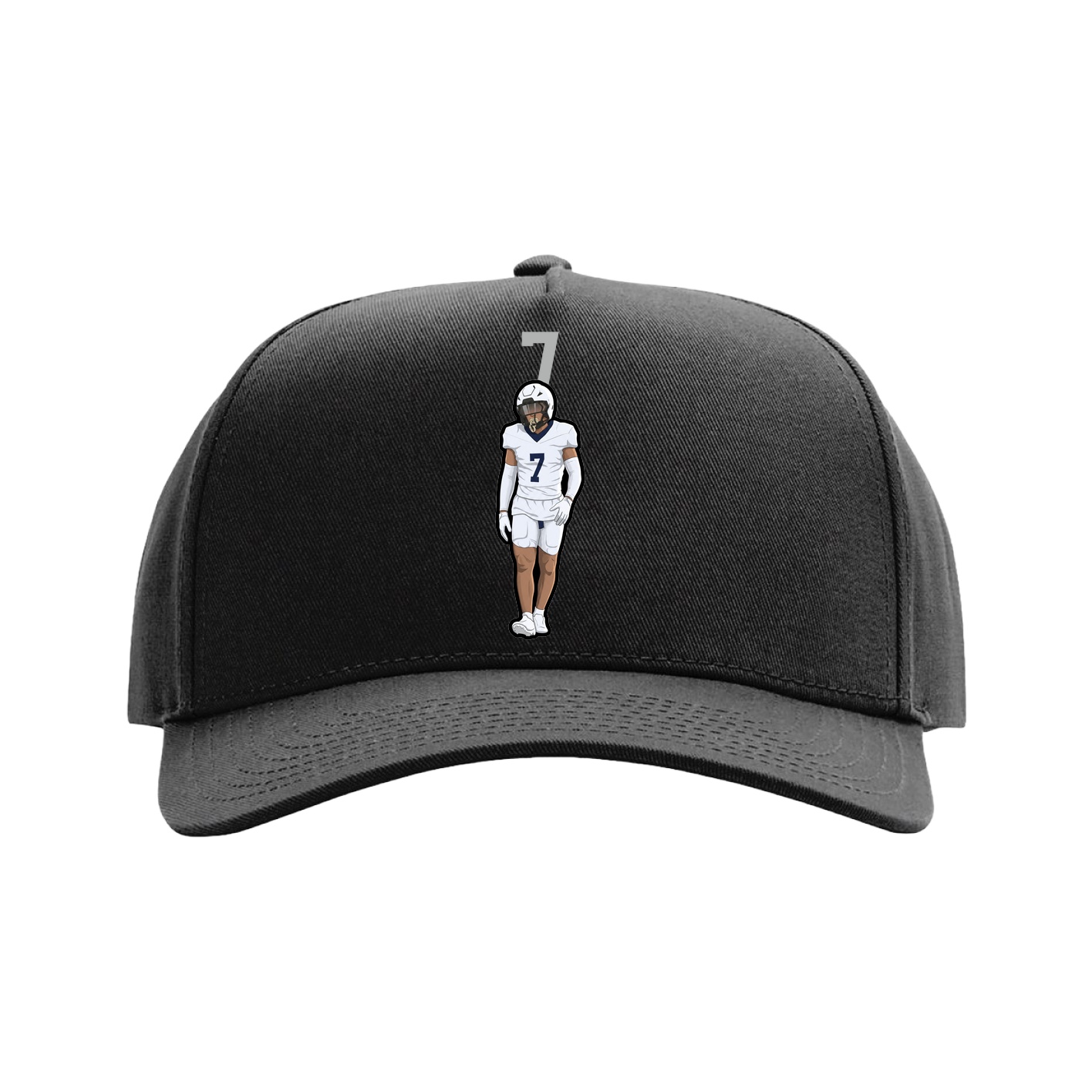 Full Fabric Five-Panel Champ Cap — Number Top in Black