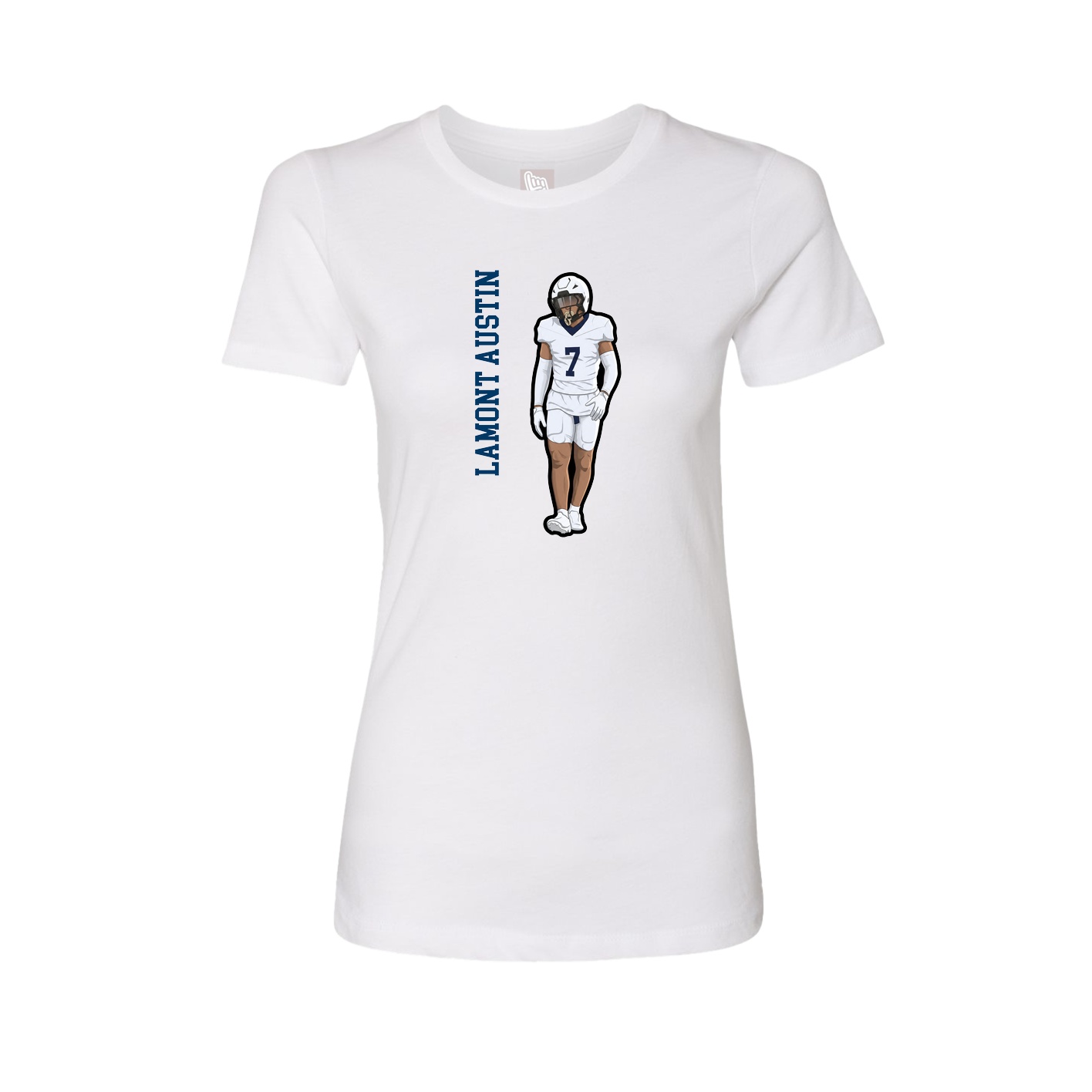 Fitted Women's Tee — Name Vertical in White
