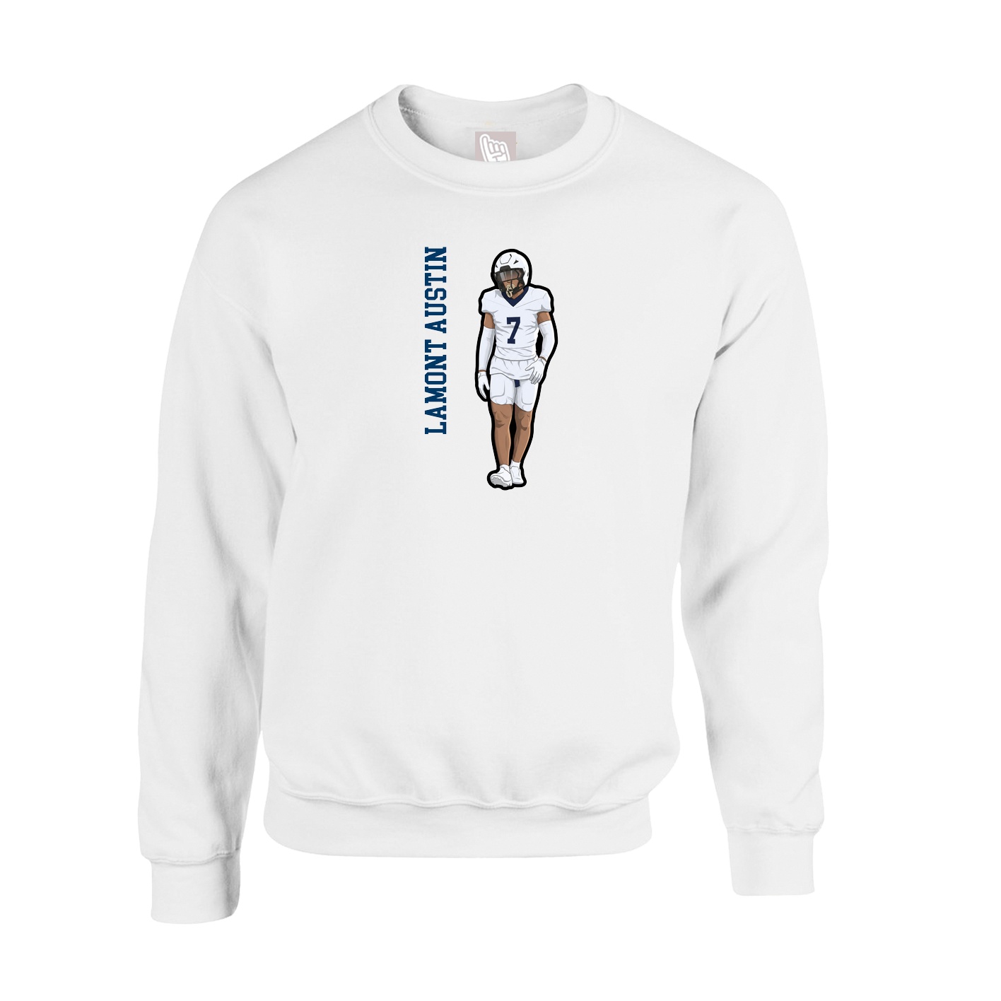 Fleece Crew — Name Vertical in White