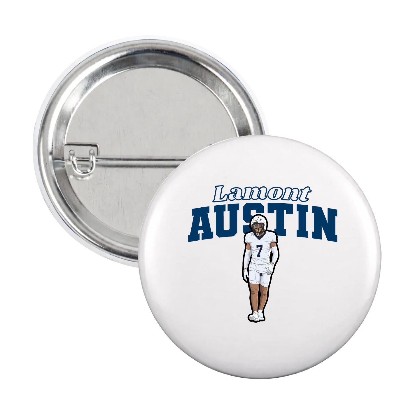 Game Day Button — Name Arch in White