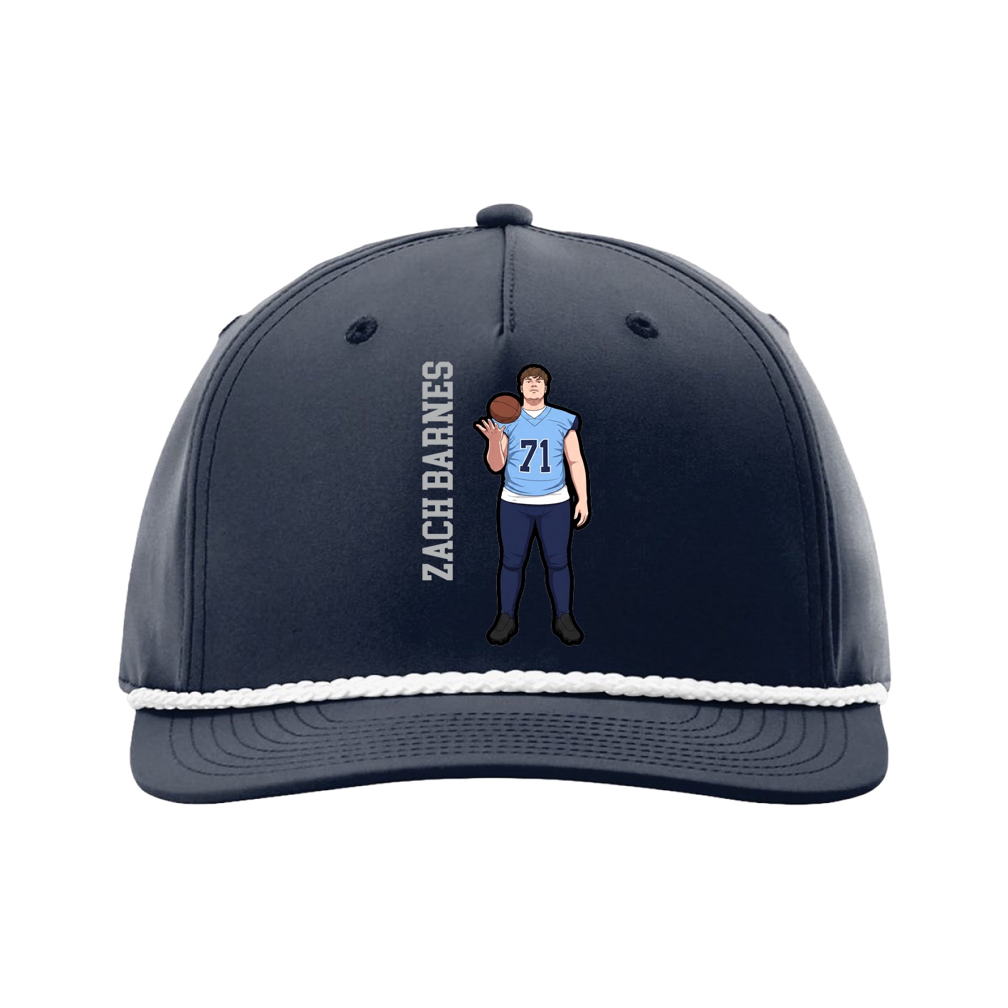 Five-Panel Classic Rope Cap — Name Vertical in Navy
