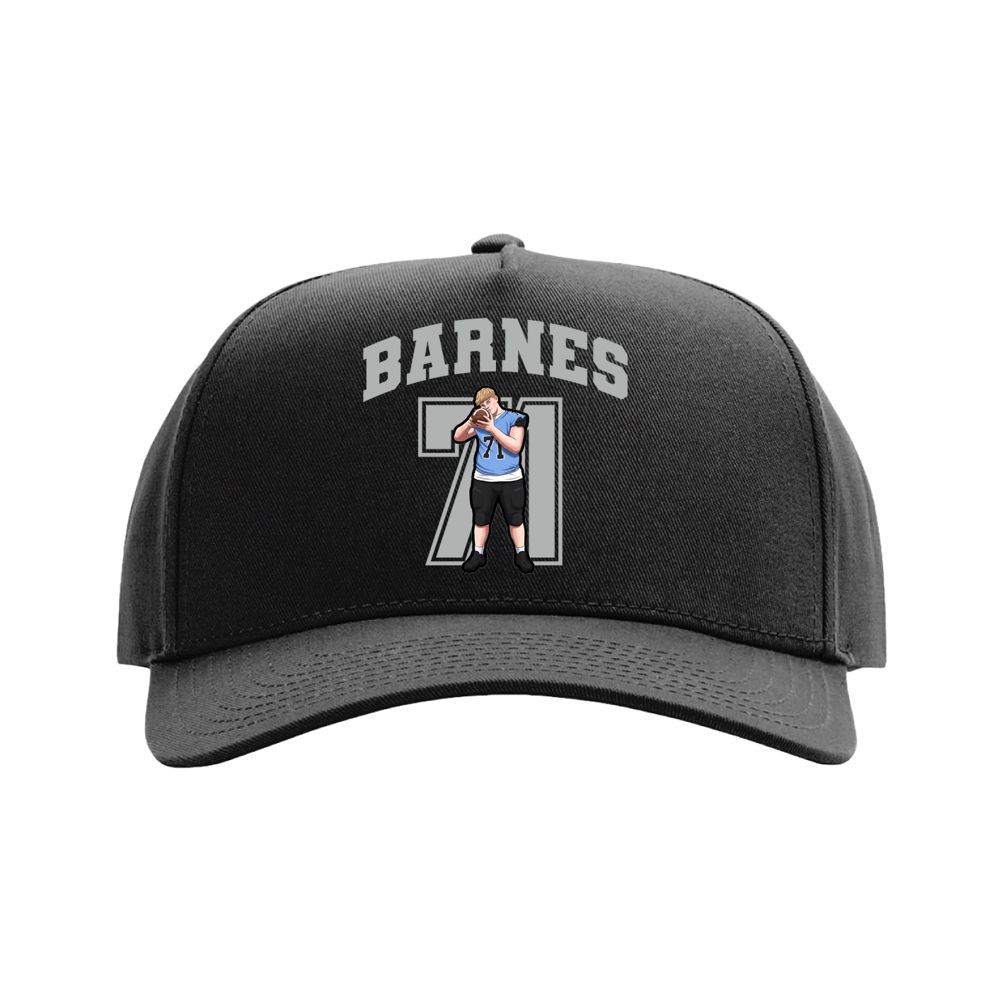 Full Fabric Five-Panel Champ Cap — Number in Black