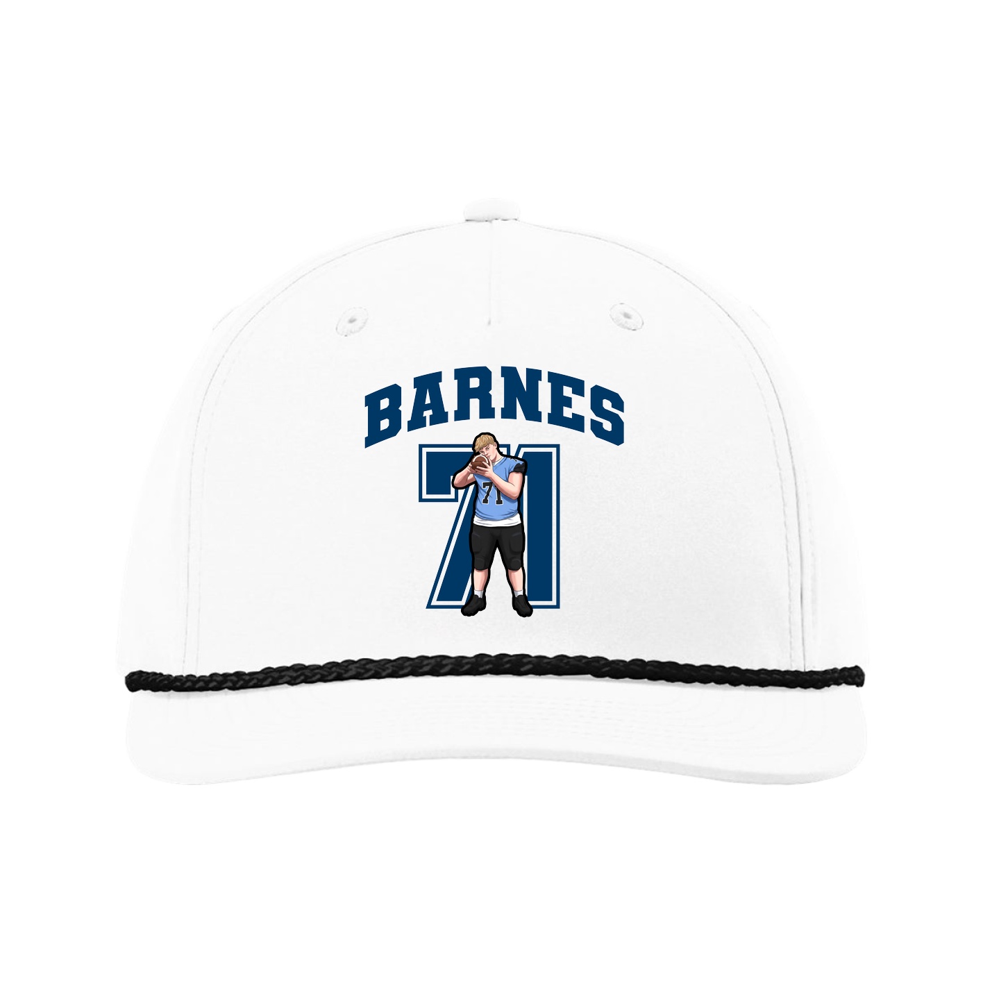Five-Panel Classic Rope Cap — Number in White