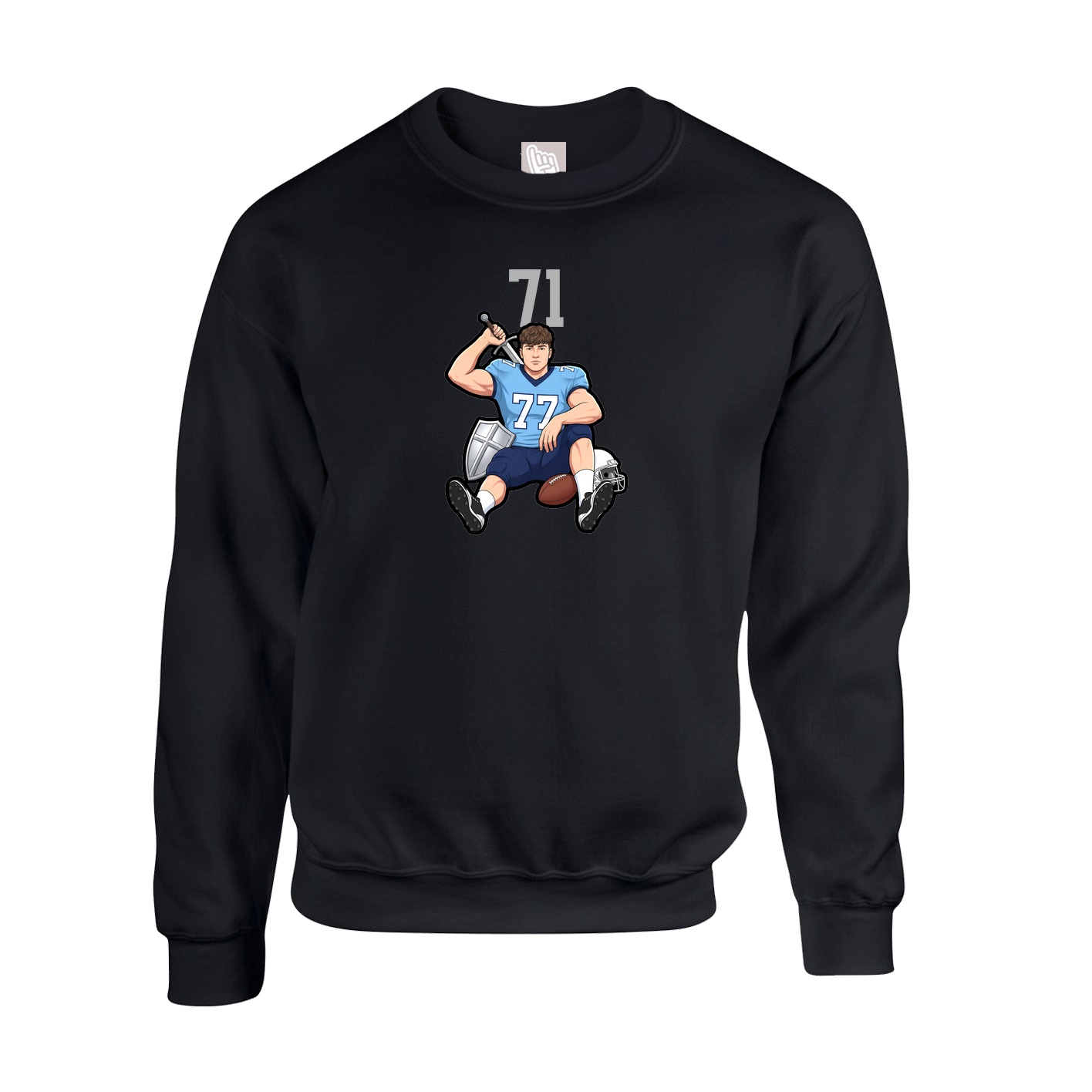 Fleece Crew — Number Top in Black