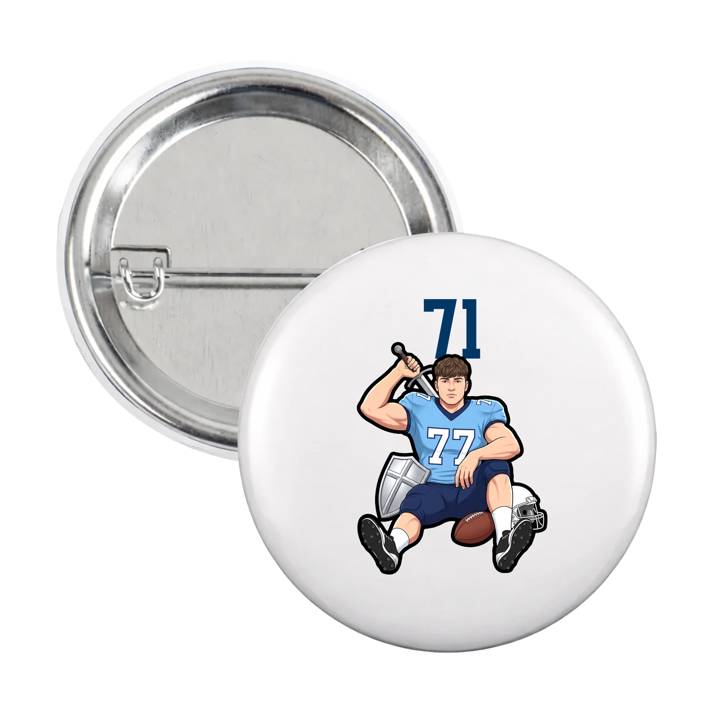 Game Day Button — Number Top in White