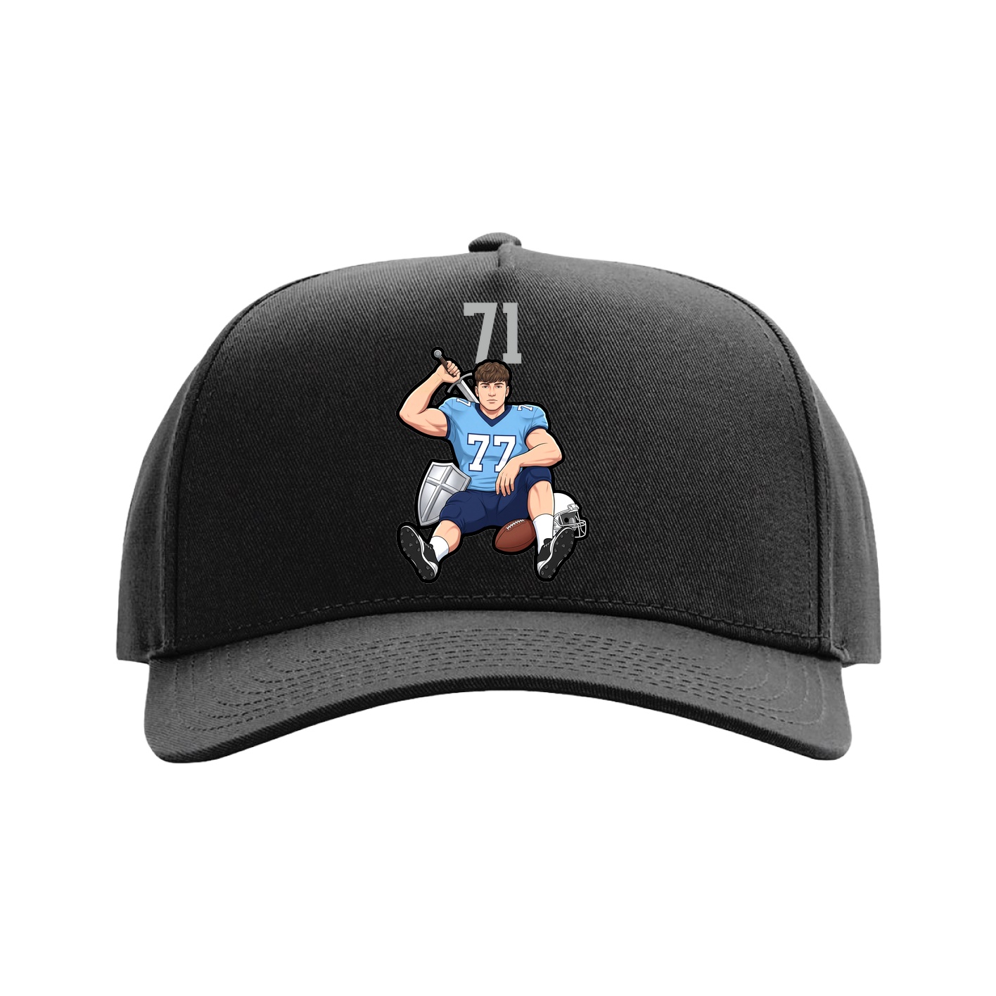 Full Fabric Five-Panel Champ Cap — Number Top in Black