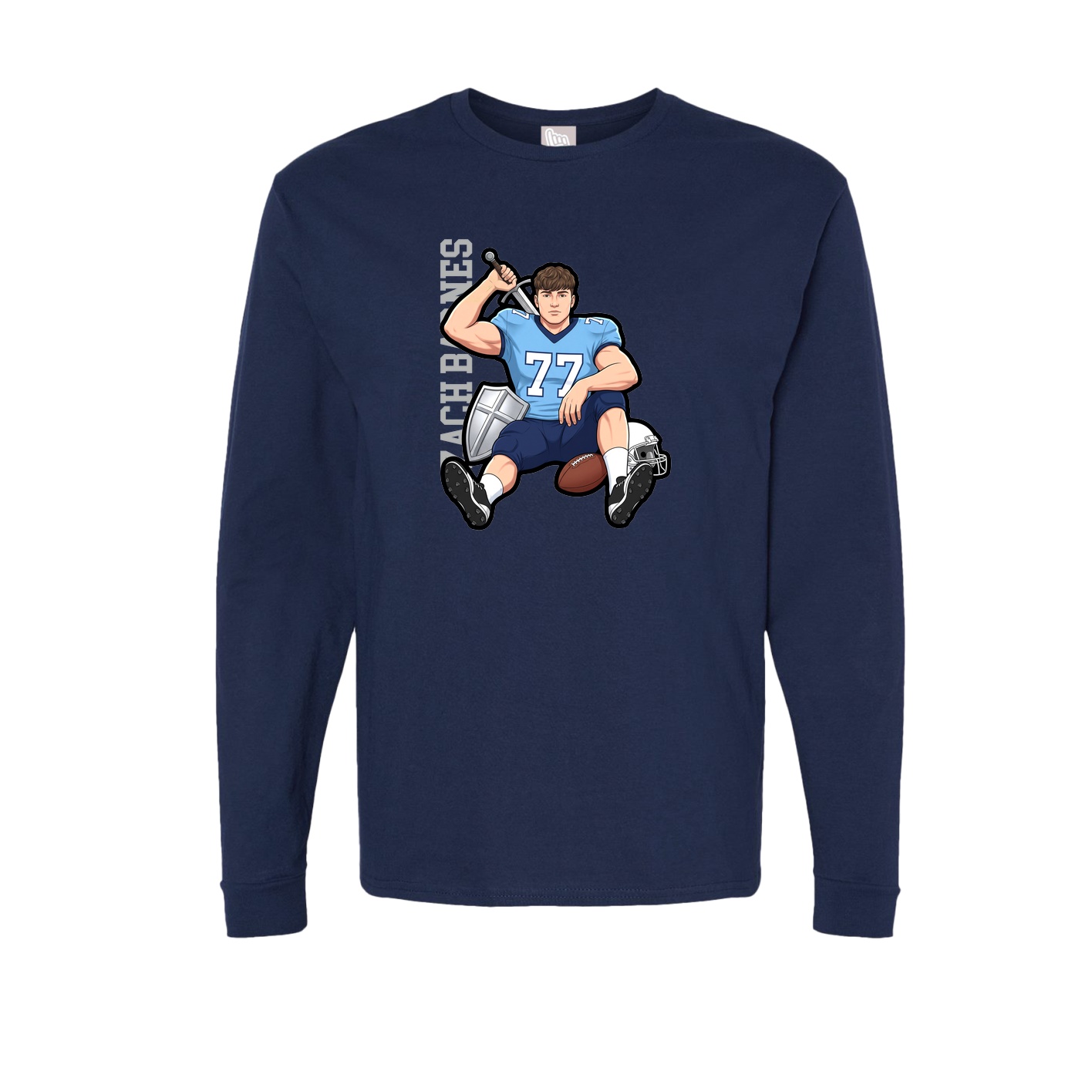 Long Sleeve Tee — Name Vertical in Navy
