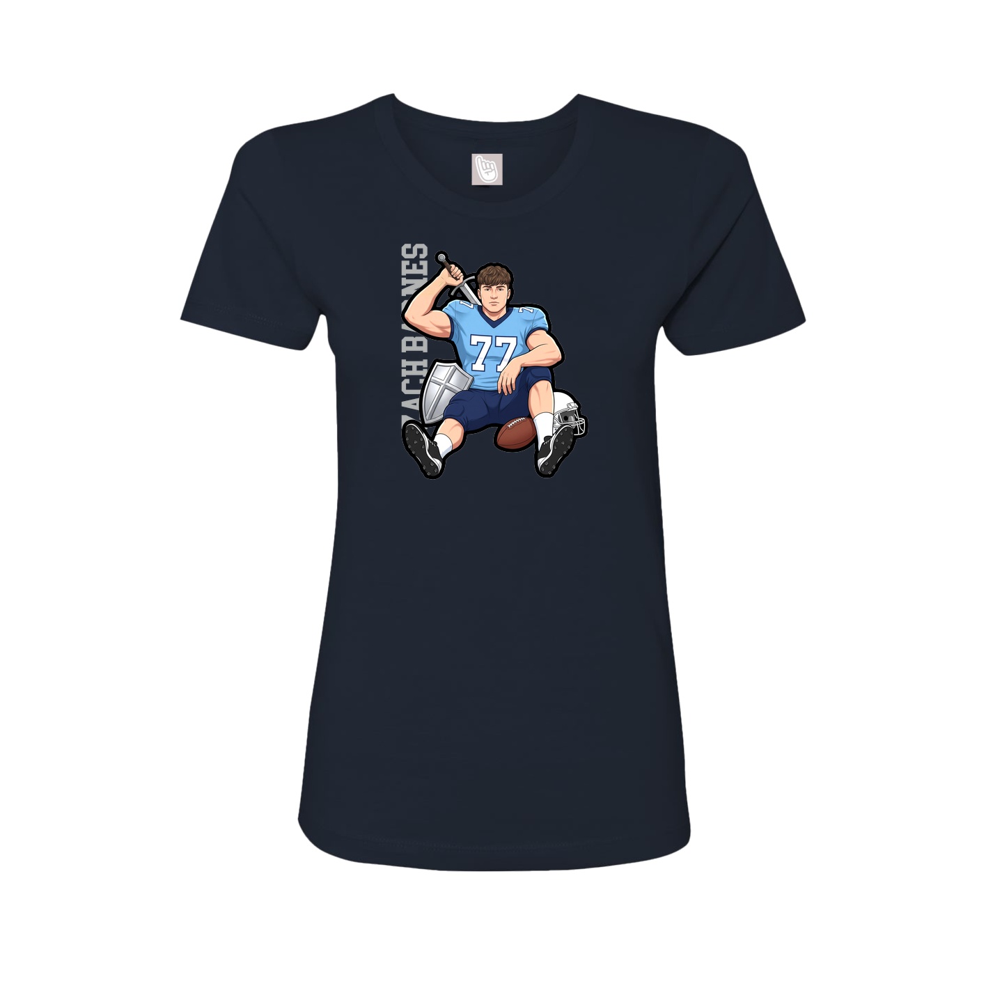 Fitted Women's Tee — Name Vertical in Navy