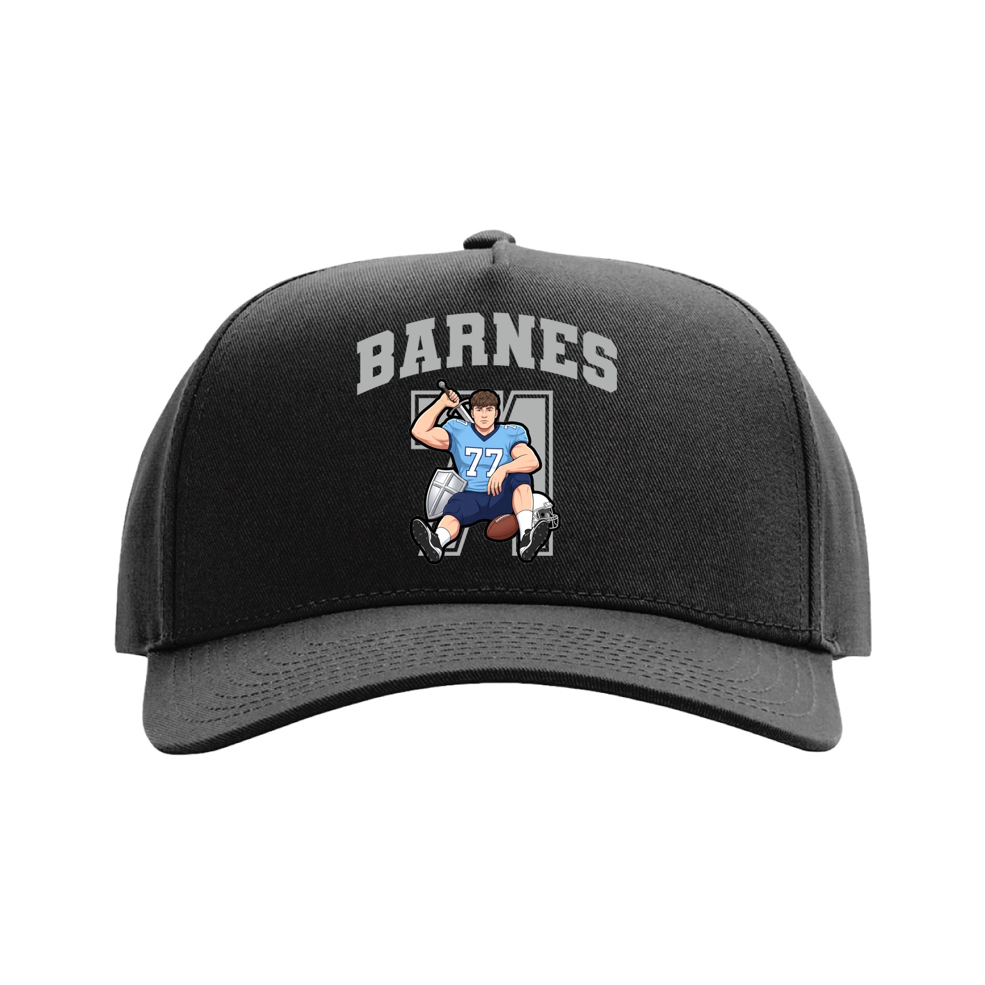 Full Fabric Five-Panel Champ Cap — Number in Black