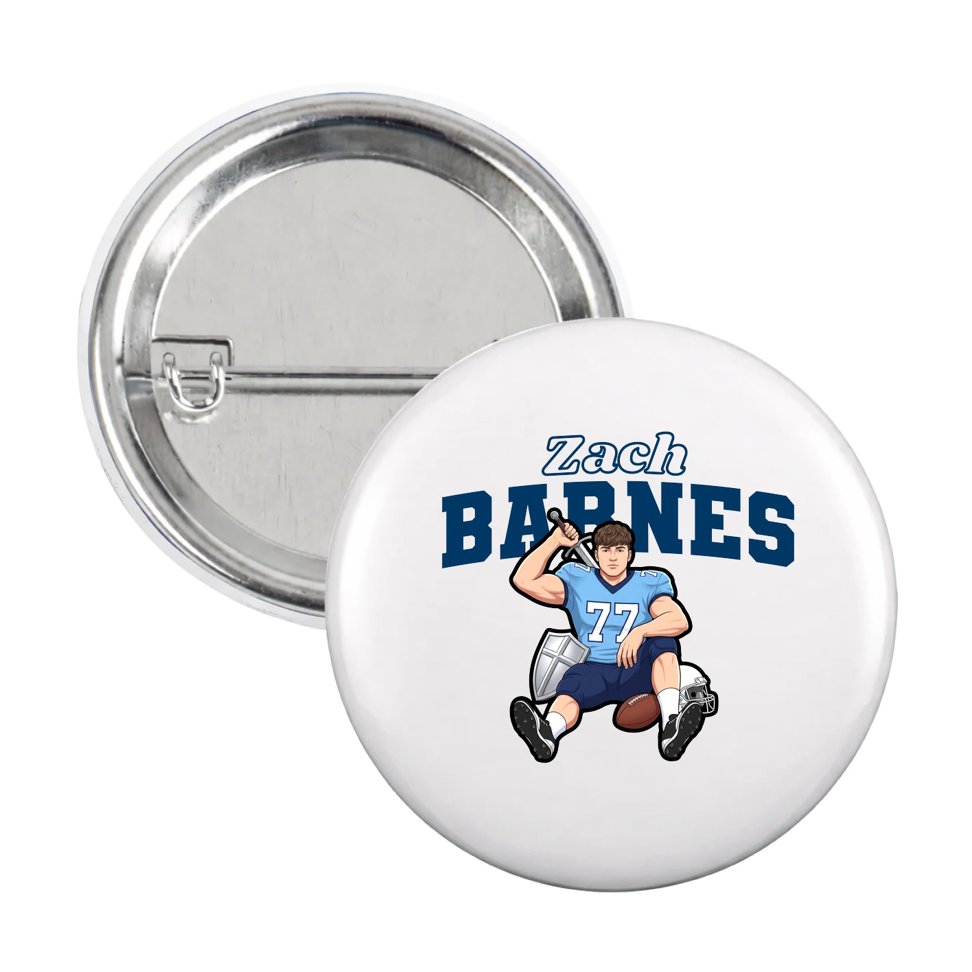 Game Day Button — Name Arch in White