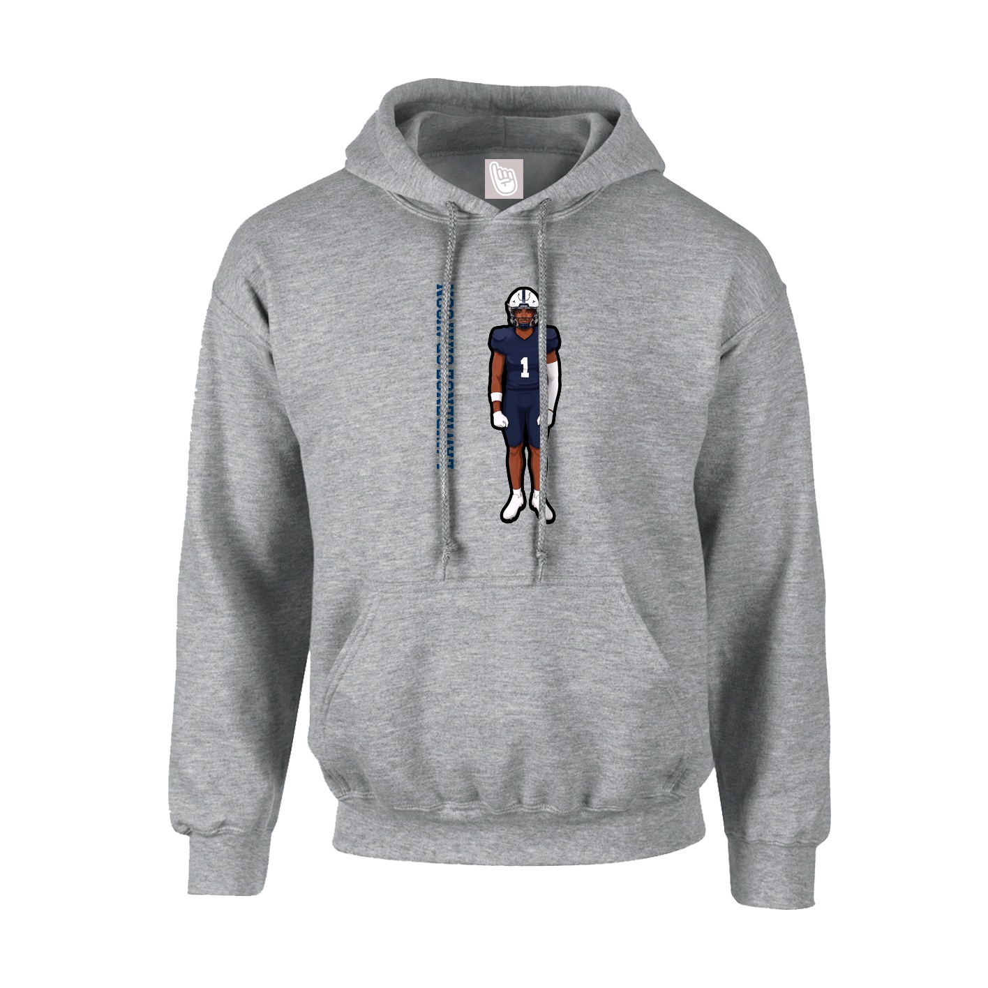 Youth Hoodie — Name Vertical in Grey