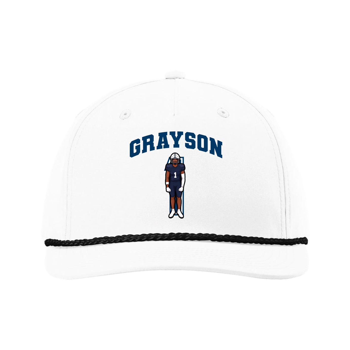 Five-Panel Classic Rope Cap — Number in White