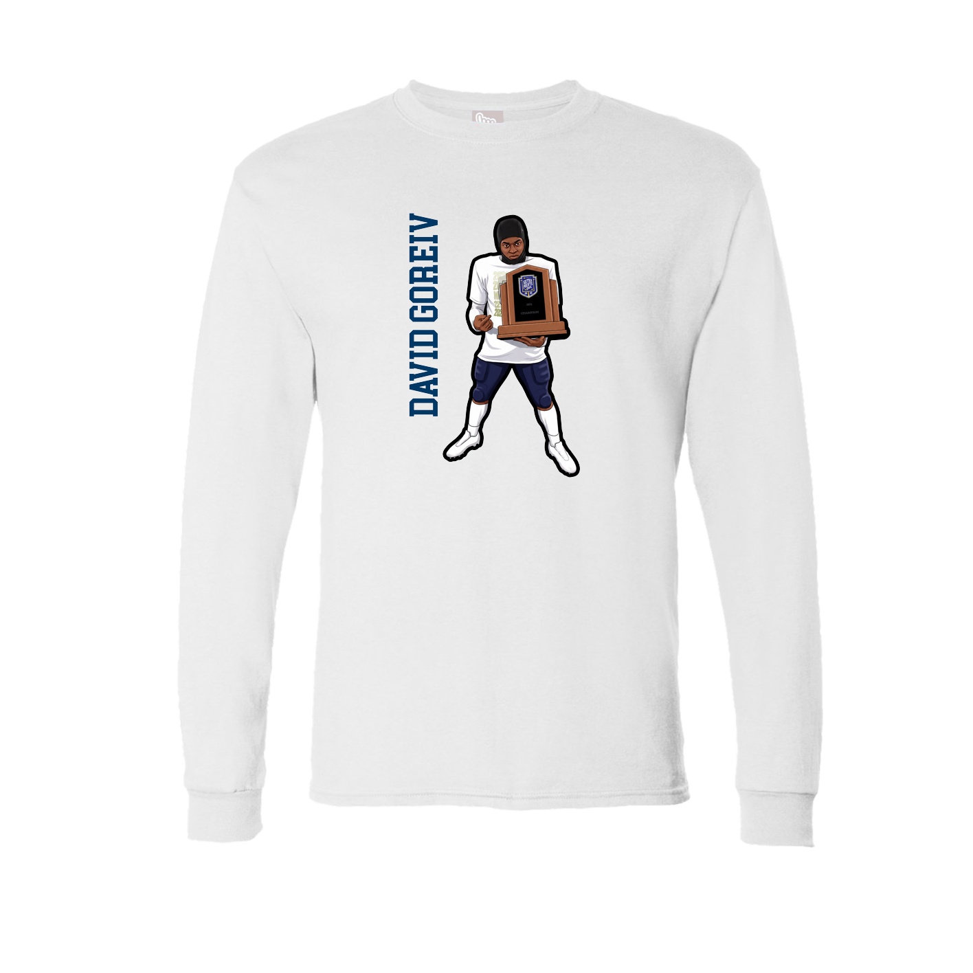 Long Sleeve Tee — Name Vertical in White