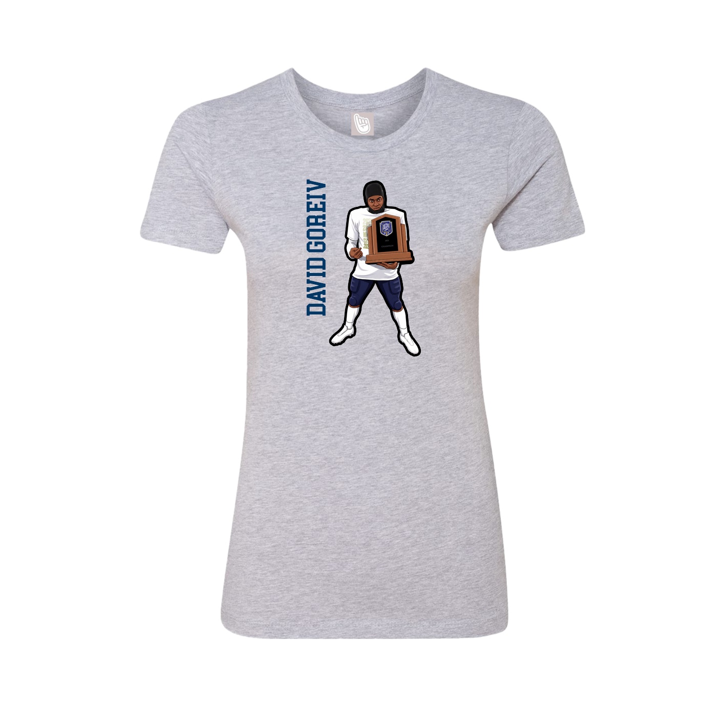 Fitted Women's Tee — Name Vertical in Grey