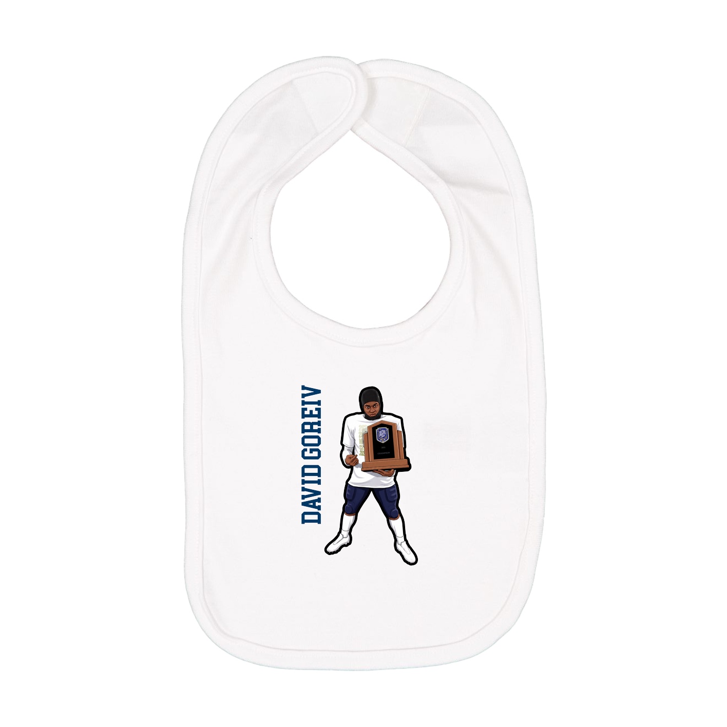 Infant Bib — Name Vertical in White