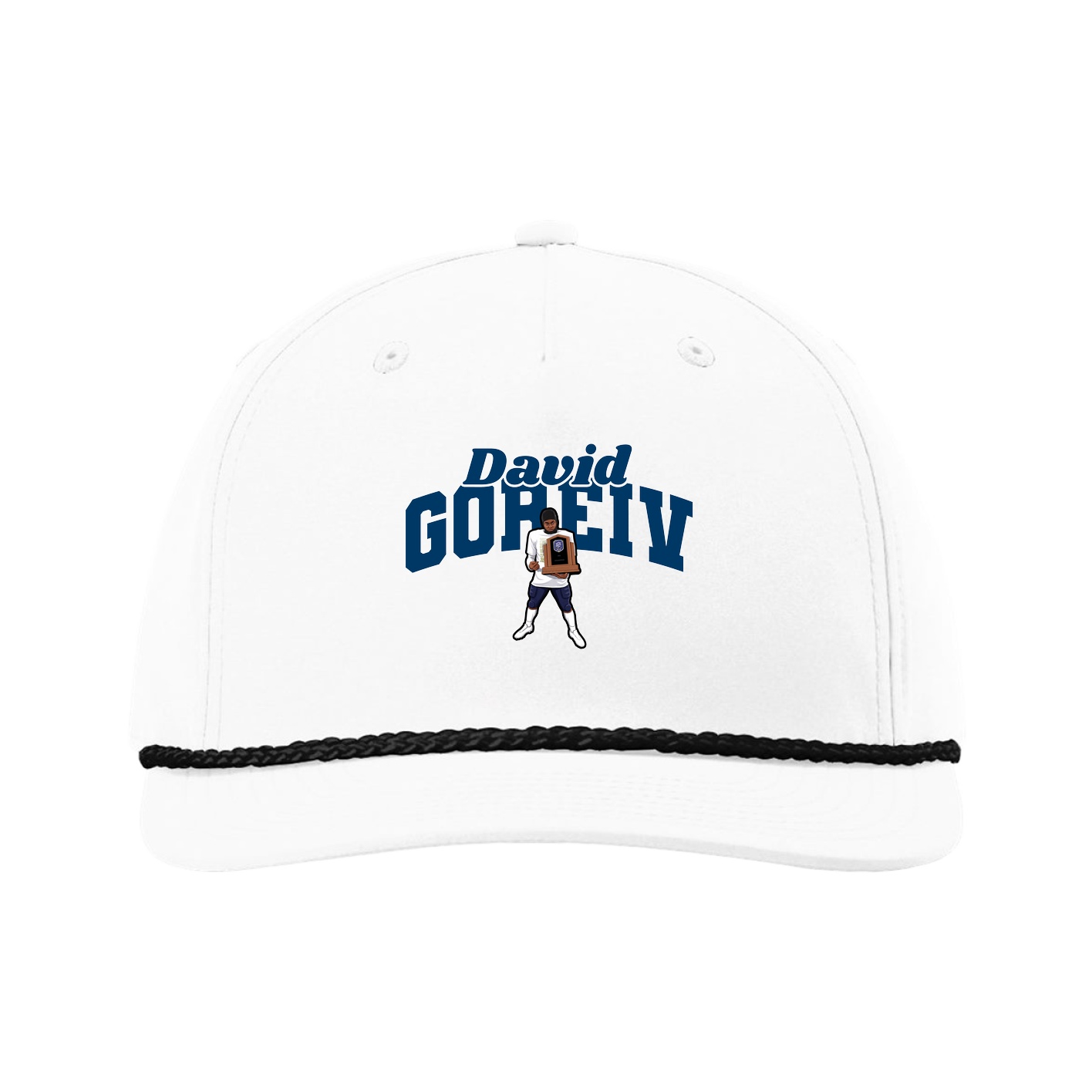 Five-Panel Classic Rope Cap — Signature Arch in White